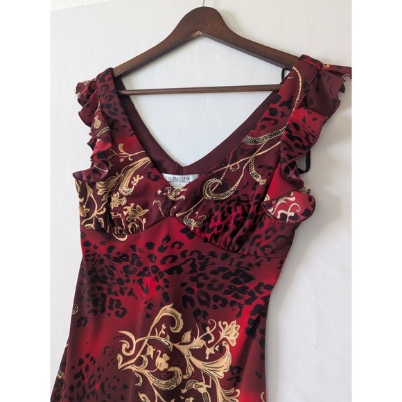 La Belle Vintage Babydoll Burgundy Asian Inspired Midi Dress Whimsigoth Size S - Picture 2 of 8